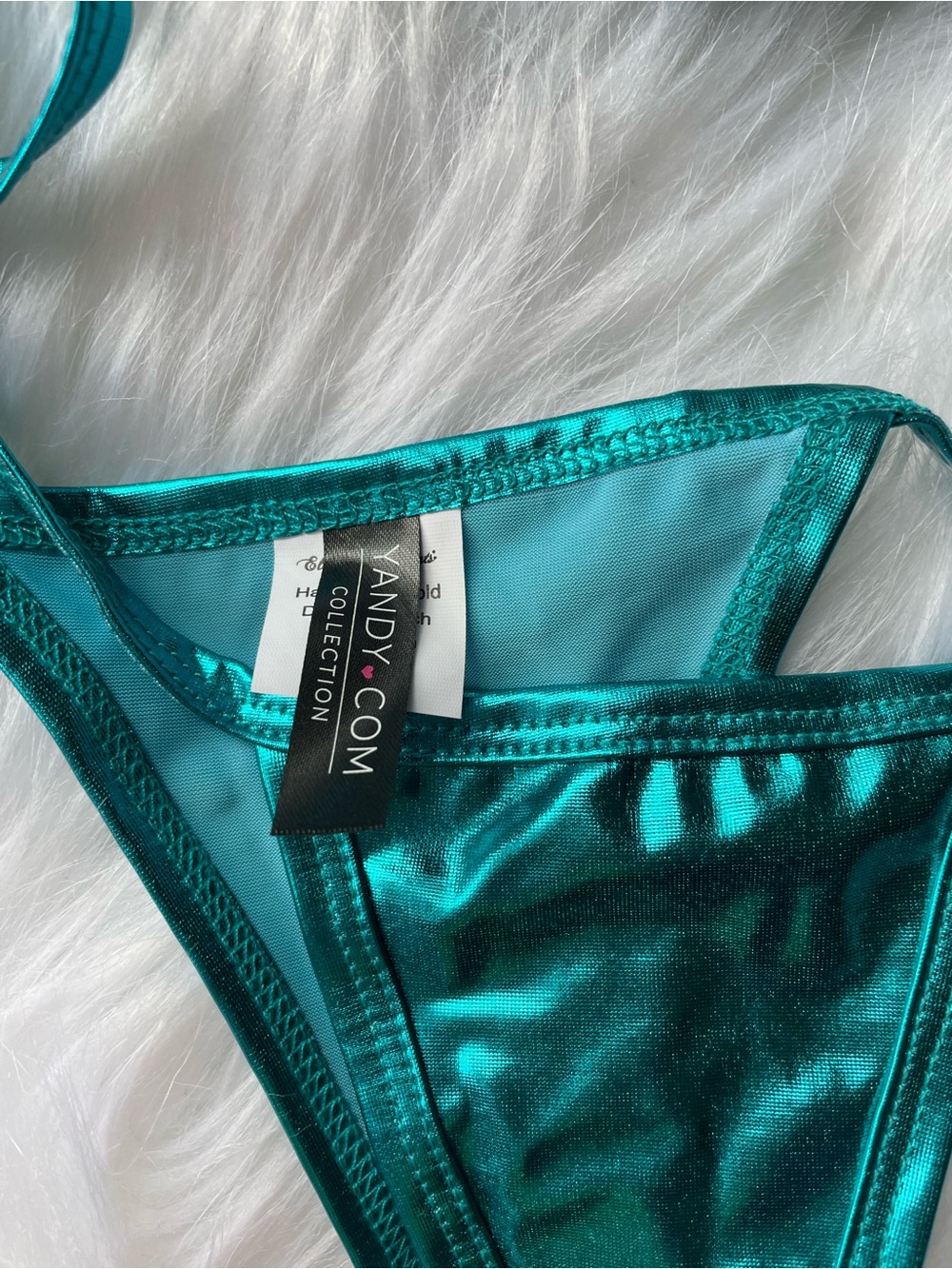 Pleaser Adore turquoise hologram platform with matching Yandy turquoise set - Picture 6 of 6